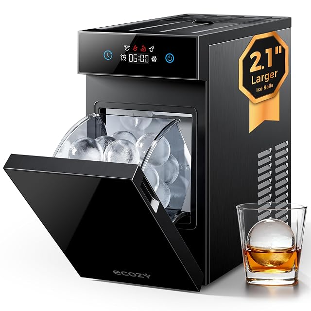 ecozy countertop clear ice ball maker with sphere basket
