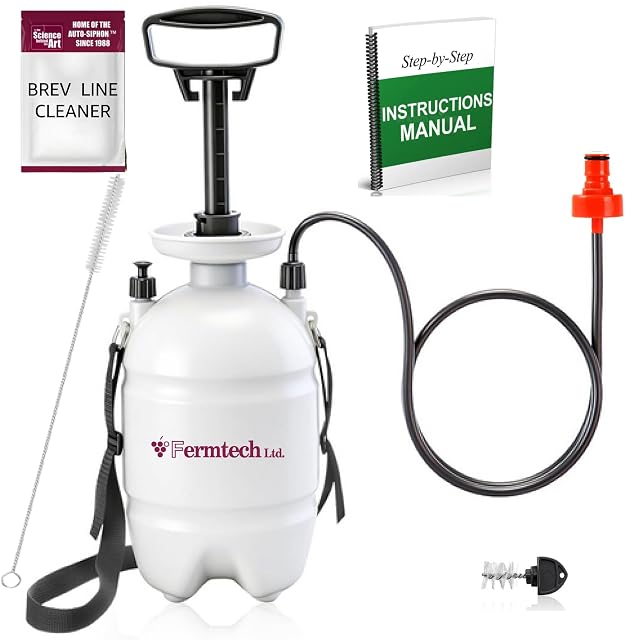 Fermtech ball lock beer line cleaning kit with hand pump and brushes