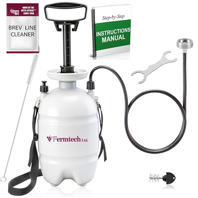 Fermtech beer keg line cleaning kit with faucet adapter, wrench and brushes