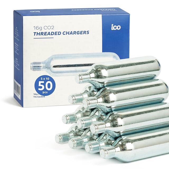 ICO threaded 16 gram CO2 cartridges, fifty pack