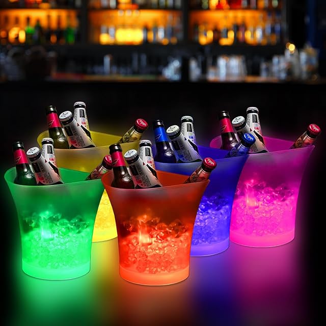 SMETA clear plastic LED color changing ice bucket for champagne and beer