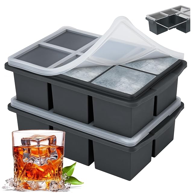 Xomoo silicone ice cube tray with steel ring top and clear lid