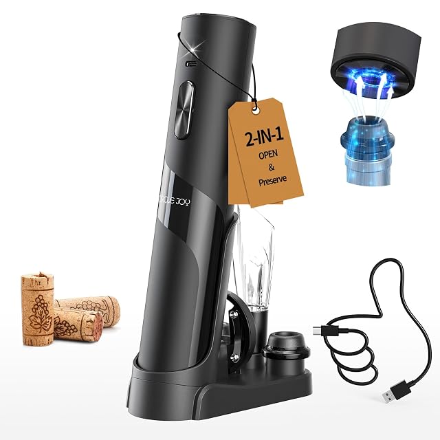 CIRCLE JOY black 7-in-1 electric wine opener set with charging base and accessories