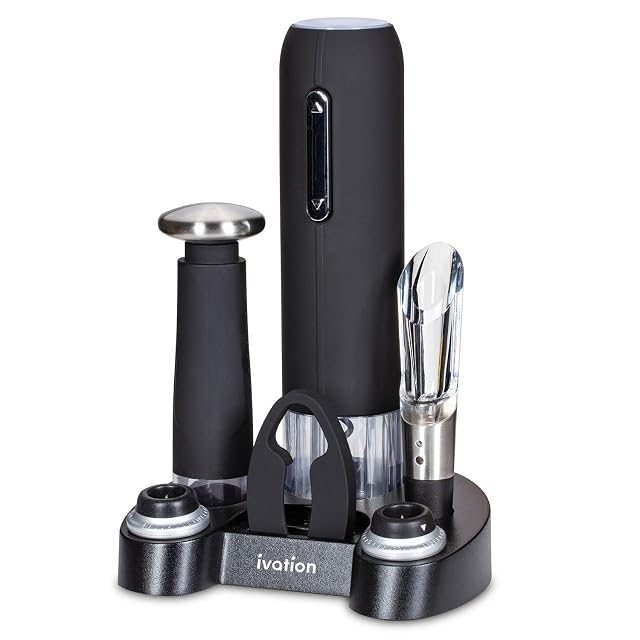 Ivation seven-piece wine gift set with electric opener, aerator and stoppers