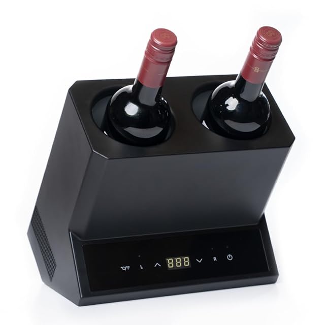 Elmonte two-bottle countertop electric wine cooler in black