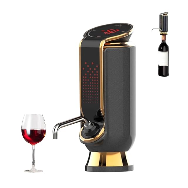 HAGSCTA electric wine aerator and preserver with LED display on a bottle
