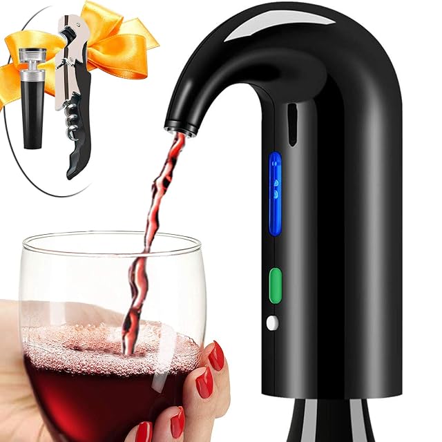 HIGFRA electric wine aerator and decanter with spout pourer on a bottle