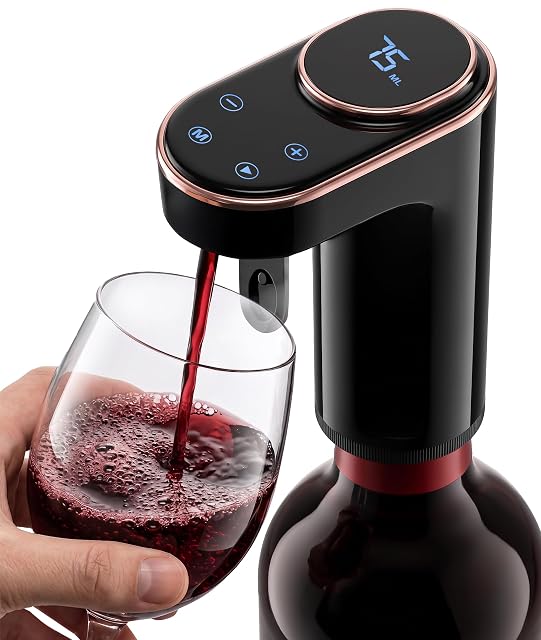 NutriChef 3-in-1 electric wine aerator with LED touch screen and bottle adapters