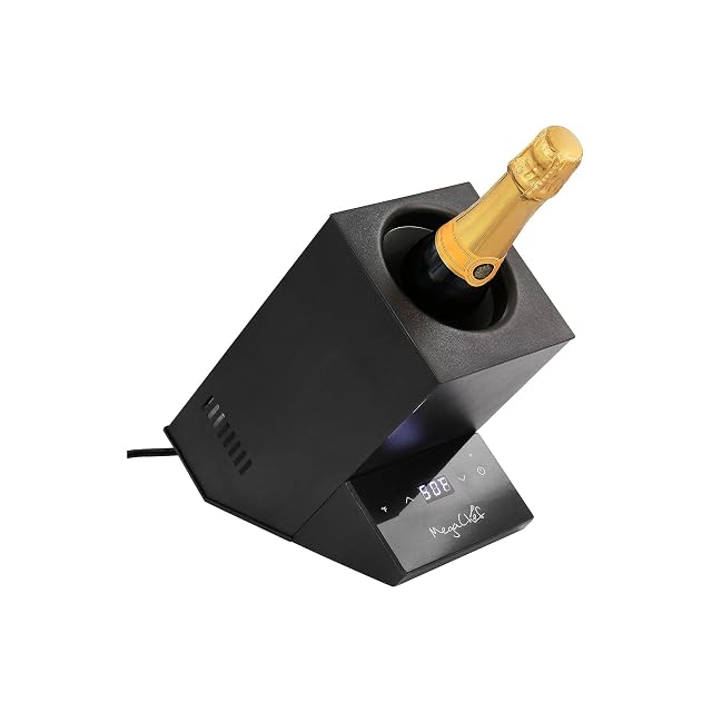 MegaChef single bottle electric wine chiller in black