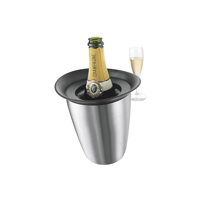 Vacu Vin stainless steel champagne cooler with removable freezer sleeve