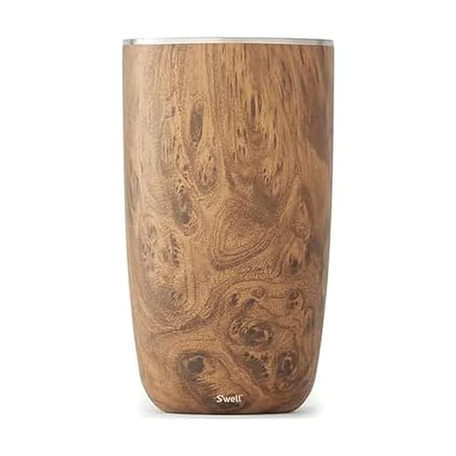 S'well Teakwood stainless steel wine bottle chiller