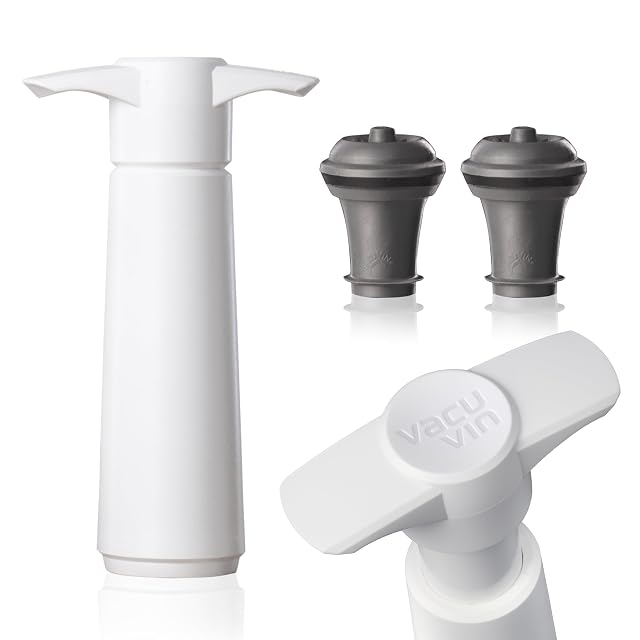 Vacu Vin Original wine pump in white with two vacuum stoppers