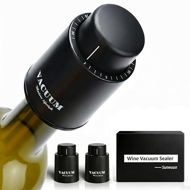 SUNWUUN reusable vacuum wine bottle stoppers, two pack