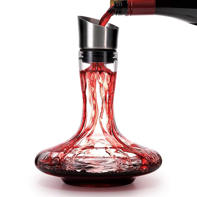 Jiaran crystal wine decanter with built-in aerator and filter