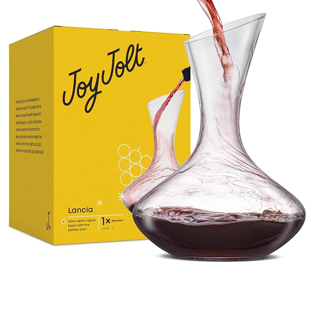 JoyJolt Lancia crystal wine decanter with slanted spout