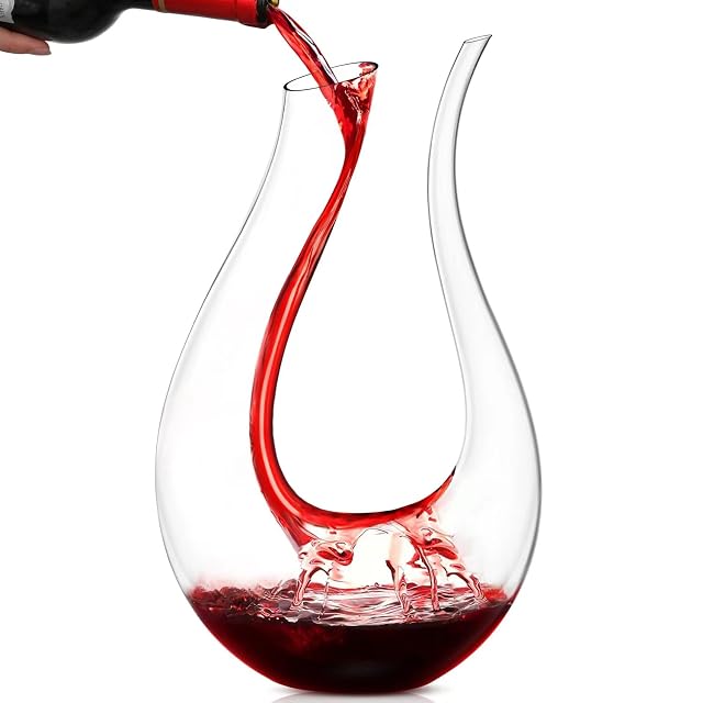 Smaier U-shaped hand blown crystal wine decanter