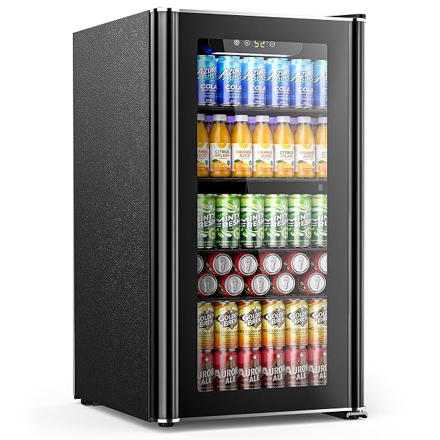 Electactic black 26 bottle wine cooler and beverage refrigerator with glass door