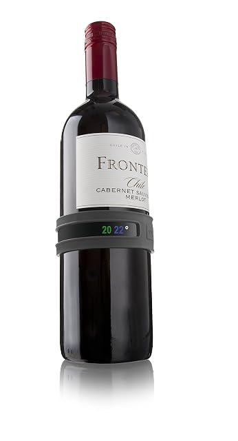 Vacu Vin snap wine and champagne bottle thermometer in purple on a bottle
